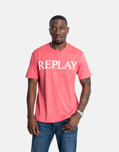 Replay Large Font T-Shirt Pink