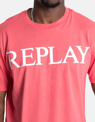 Replay Large Font T-Shirt Pink