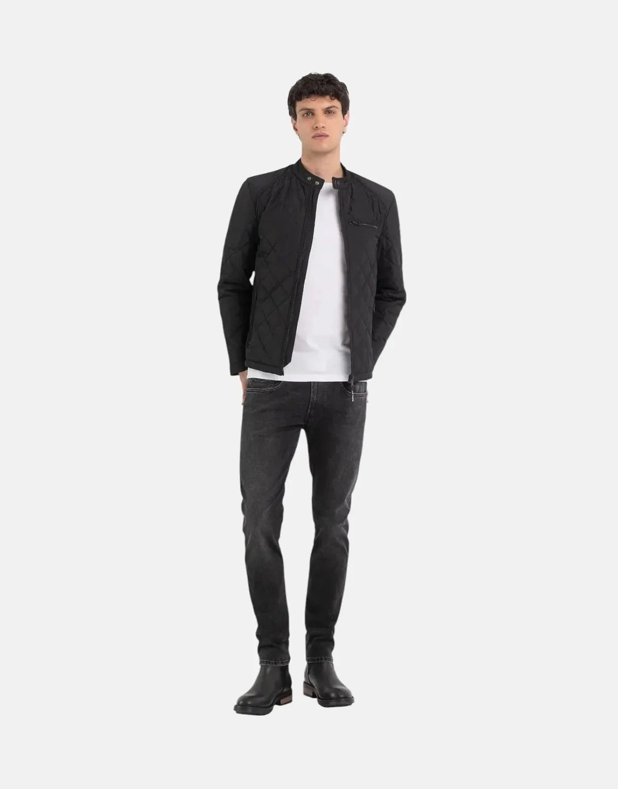 Replay Diamond Quilted Puffer Black Jacket