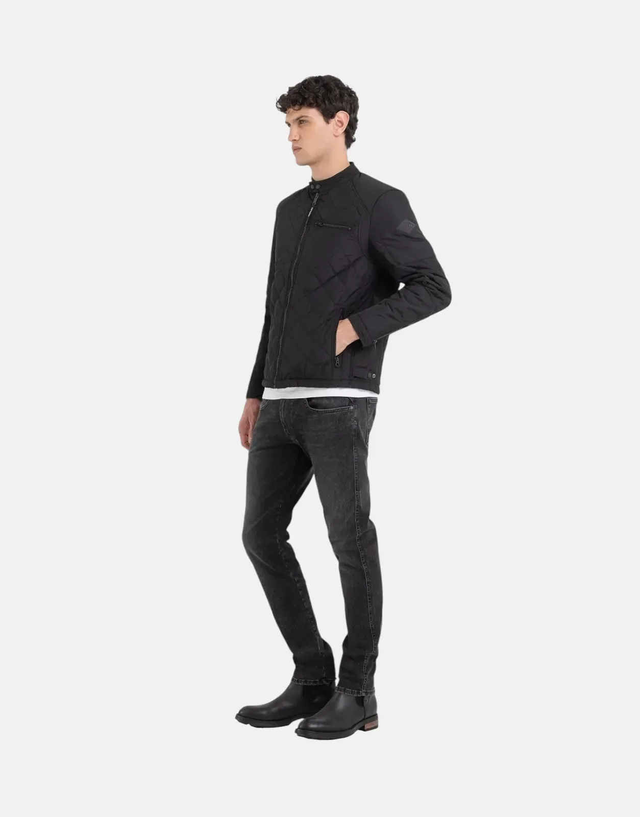 Replay Diamond Quilted Puffer Black Jacket