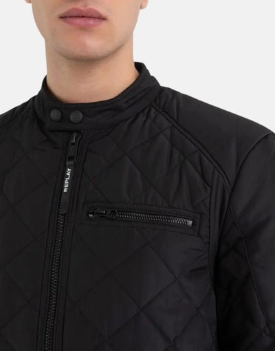 Replay Diamond Quilted Puffer Black Jacket