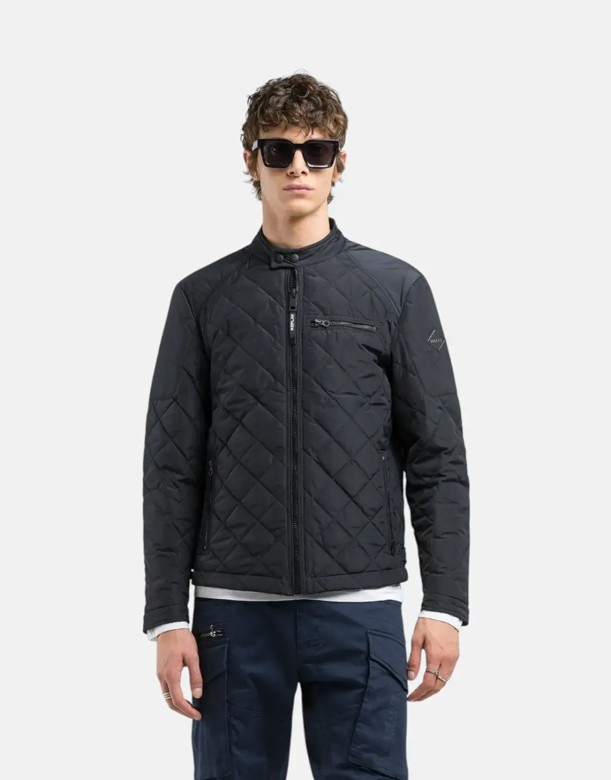Replay Quilted Puffer Black Jacket