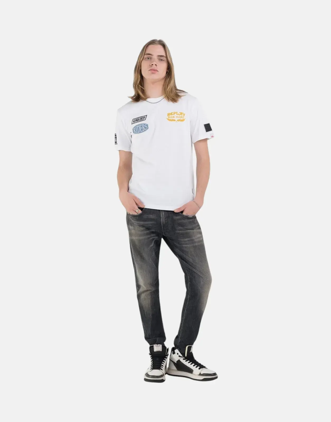 Replay Ride Hard Badges T-Shirt White
