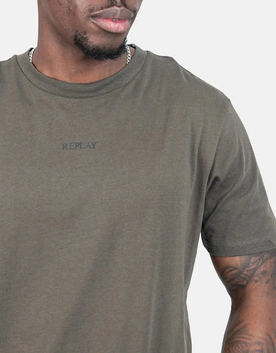 Replay Small Centre Font T-Shirt Mil Green