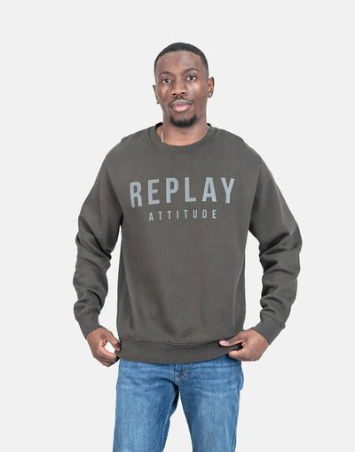 Replay Tonal Font Sweatshirt Dark Grey