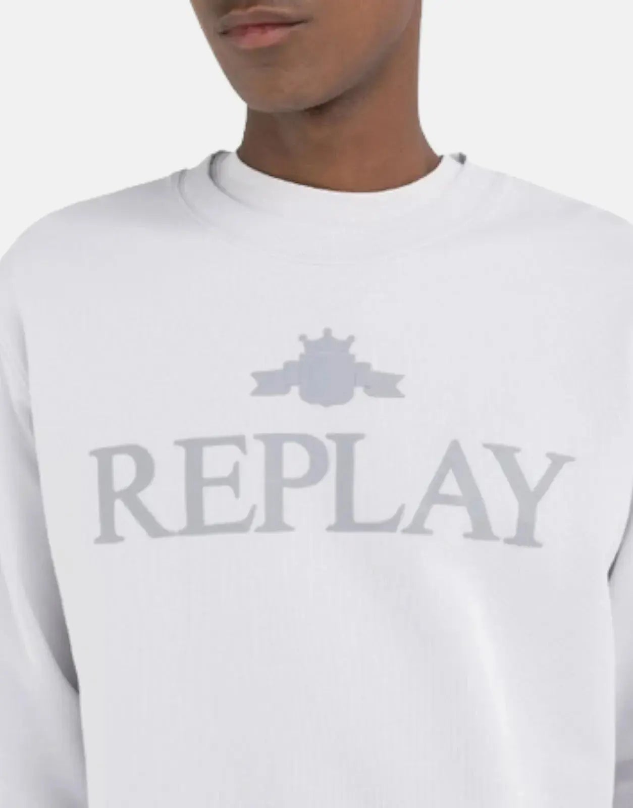 Replay University Large Font Logo Artic Grey Sweatshirt