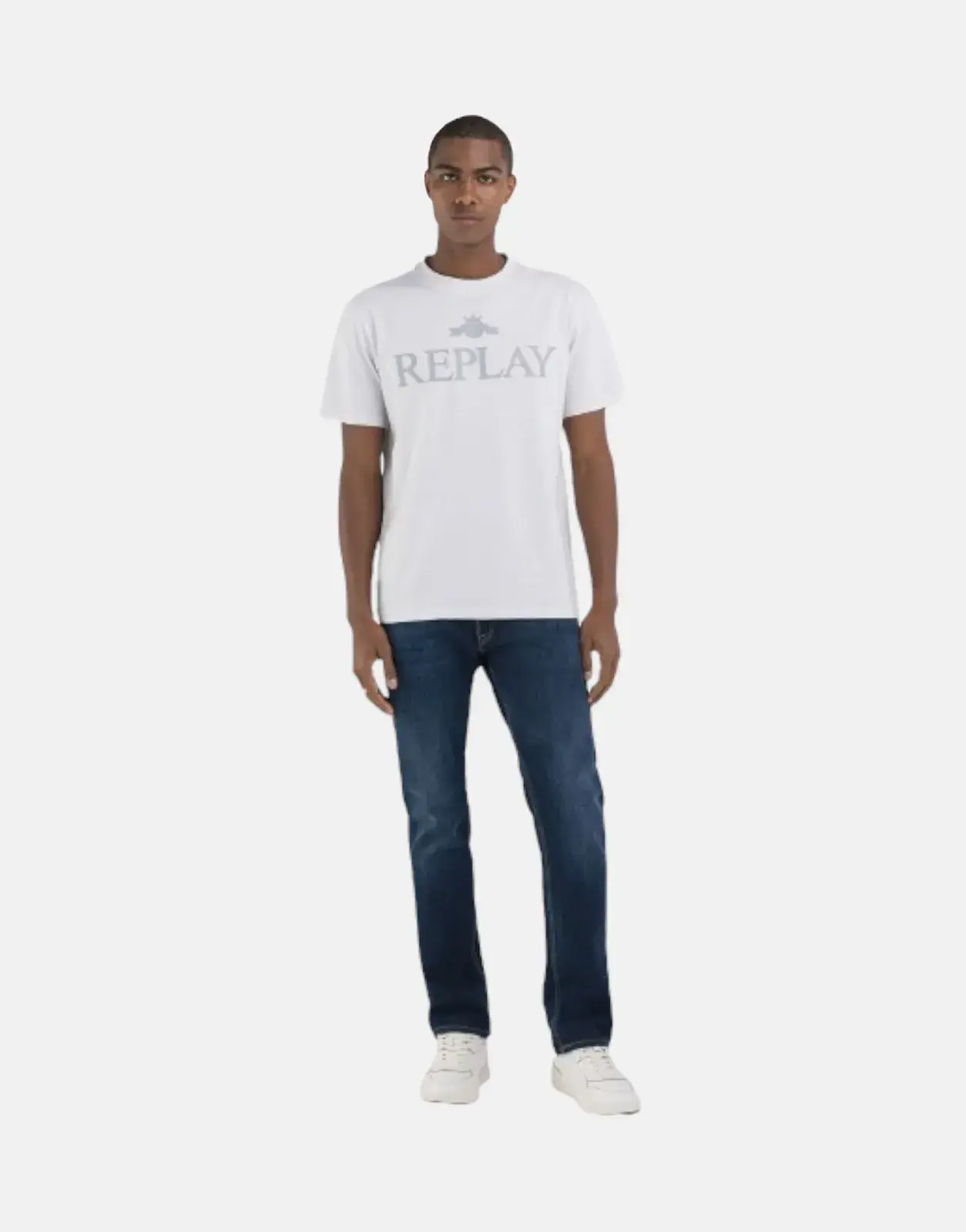 Replay University Large Font Logo Artic Grey Sweatshirt