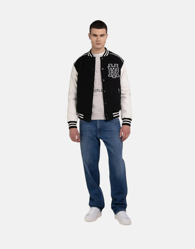 Replay Varsity Jacket Black/Ivory