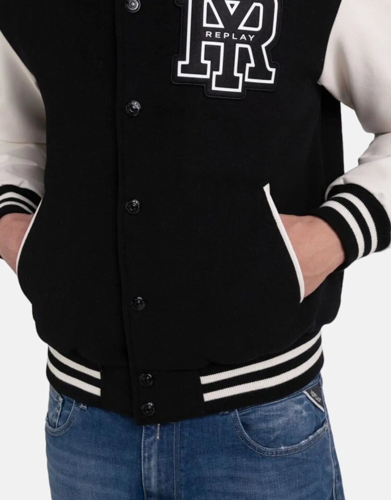 Replay Varsity Jacket Black/Ivory