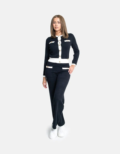 Sissy Boy Basic Contrasted Knit White/Black Cardigan