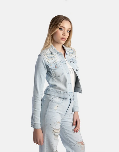 Sissy Boy Chain Detail Denim Jacket Lt Vintage