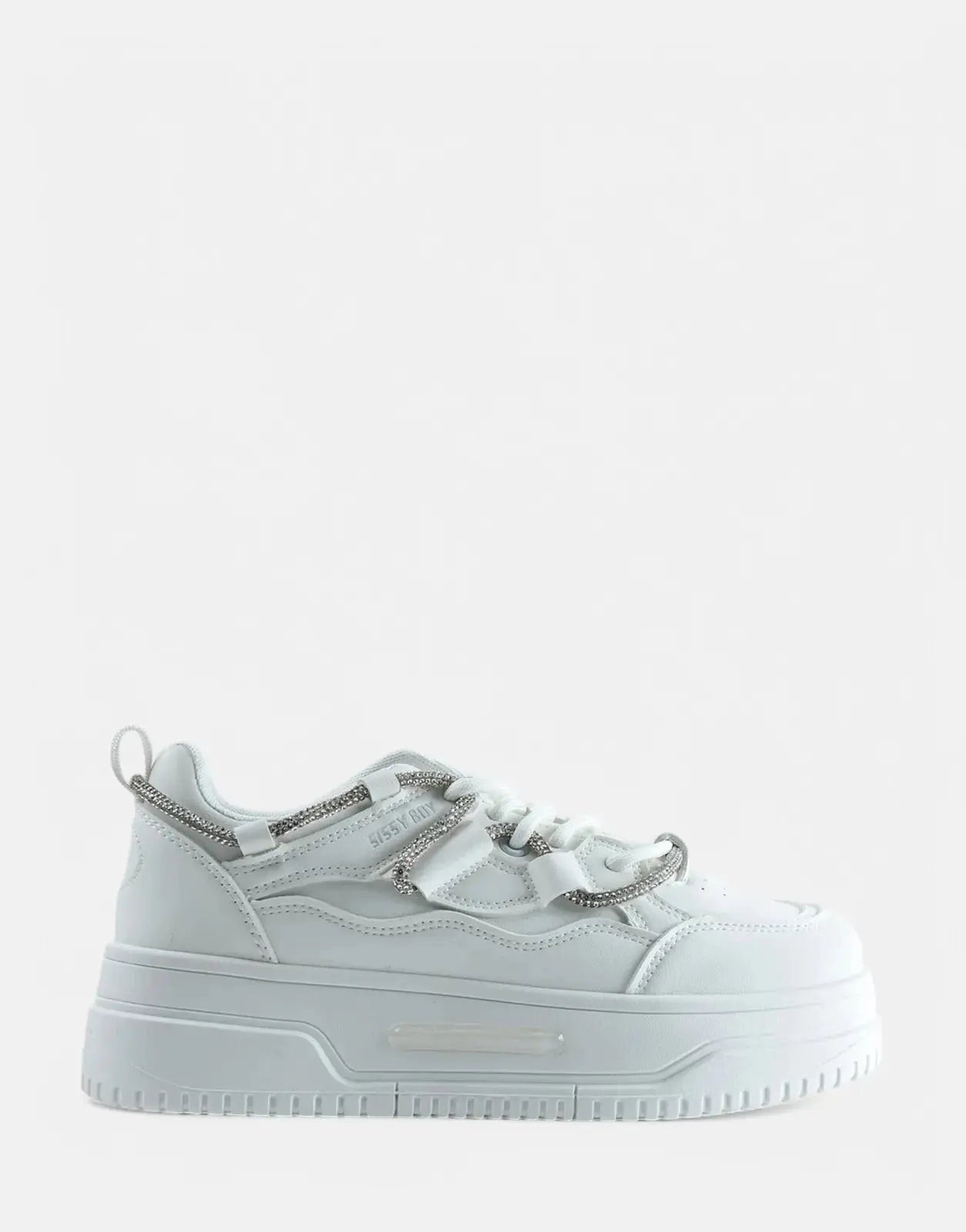 Sissy Boy Chunky White Diamante Band Sneakers