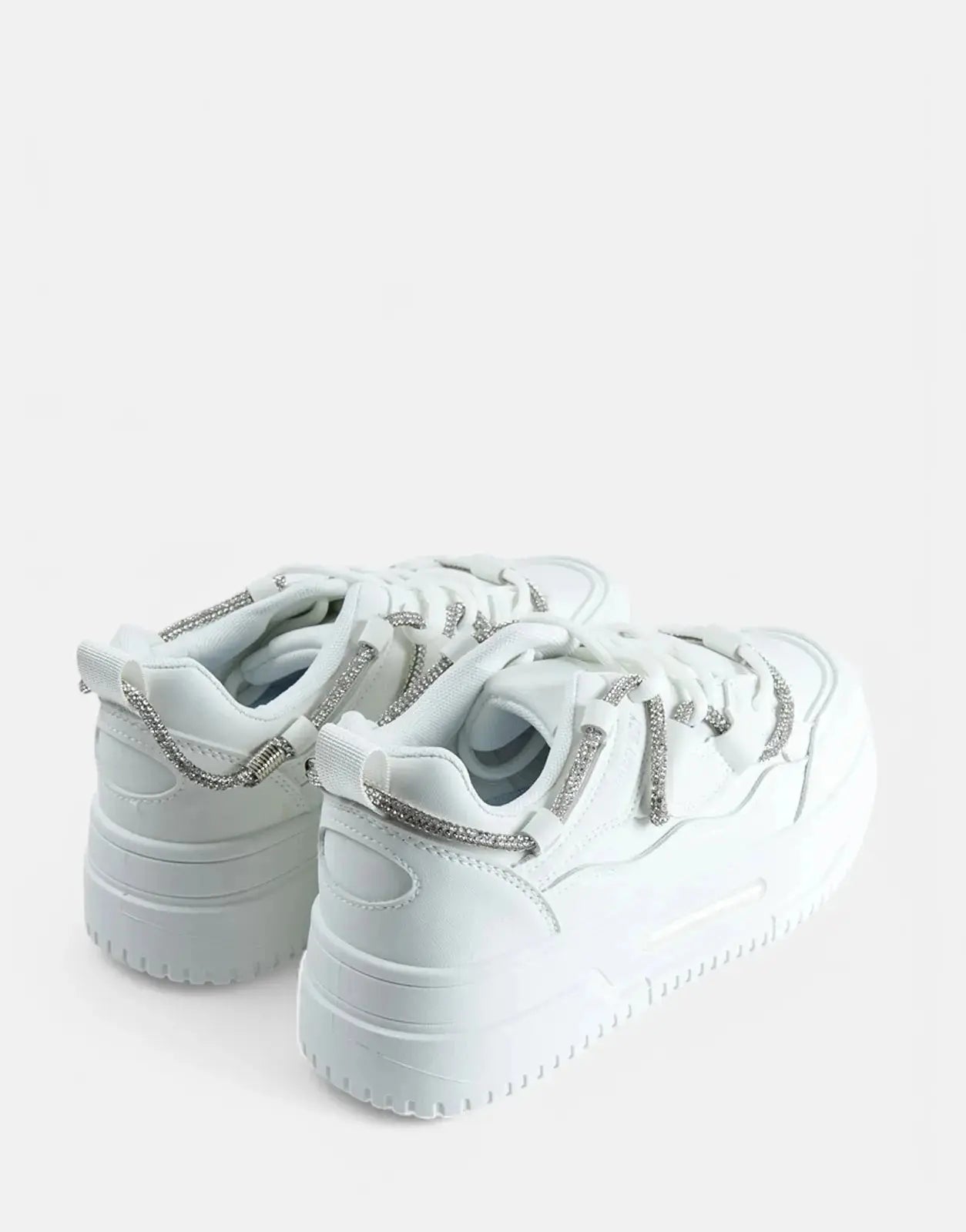 Sissy Boy Chunky White Diamante Band Sneakers