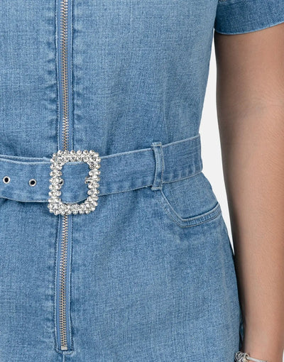Sissy Boy Denim Self Belt Playsuit Lt Vintage