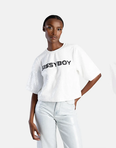 Sissy Boy Fashion Sequin White T-Shirt