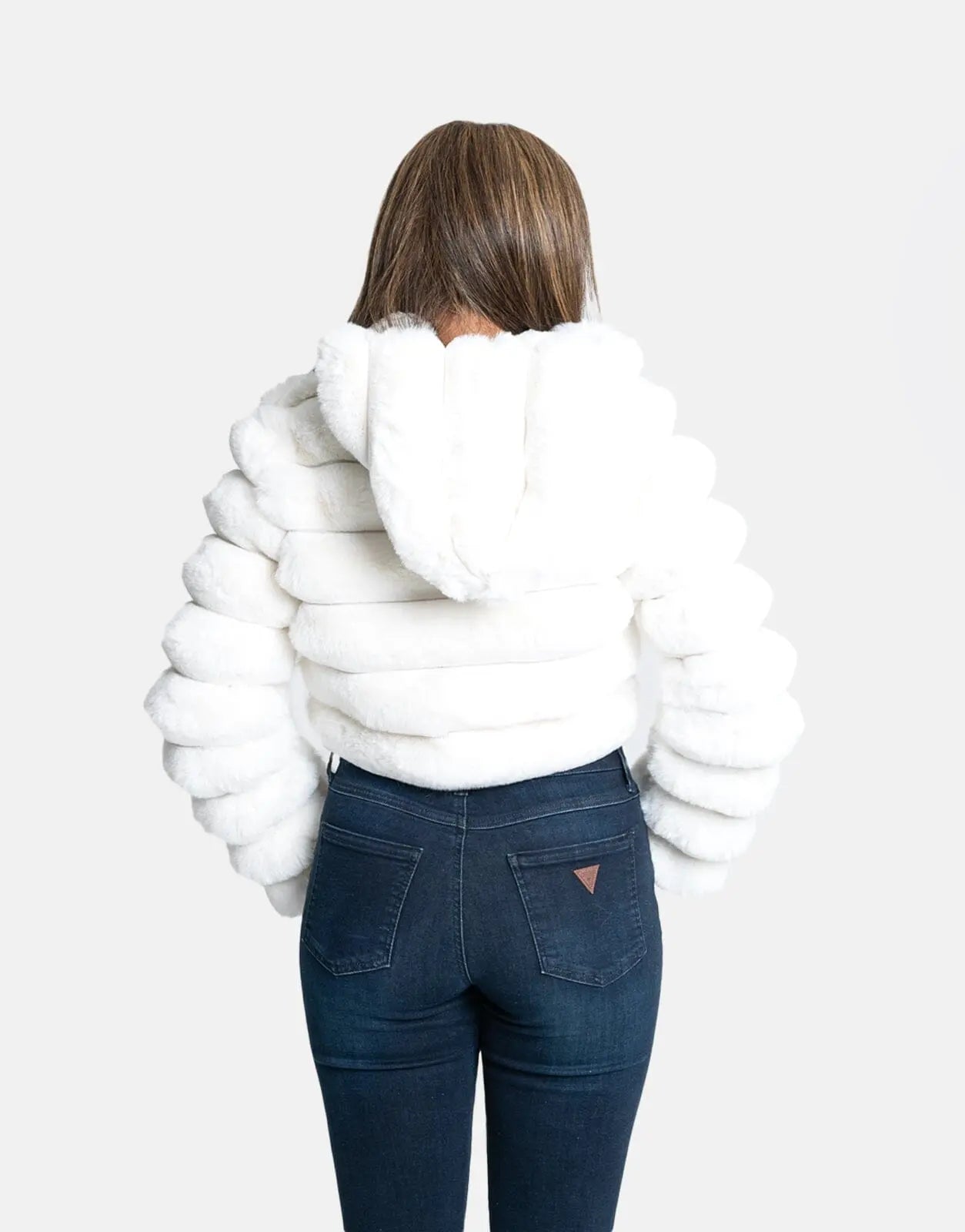 Sissy Boy Faux Fur Quilted Cream Hooded Jacket