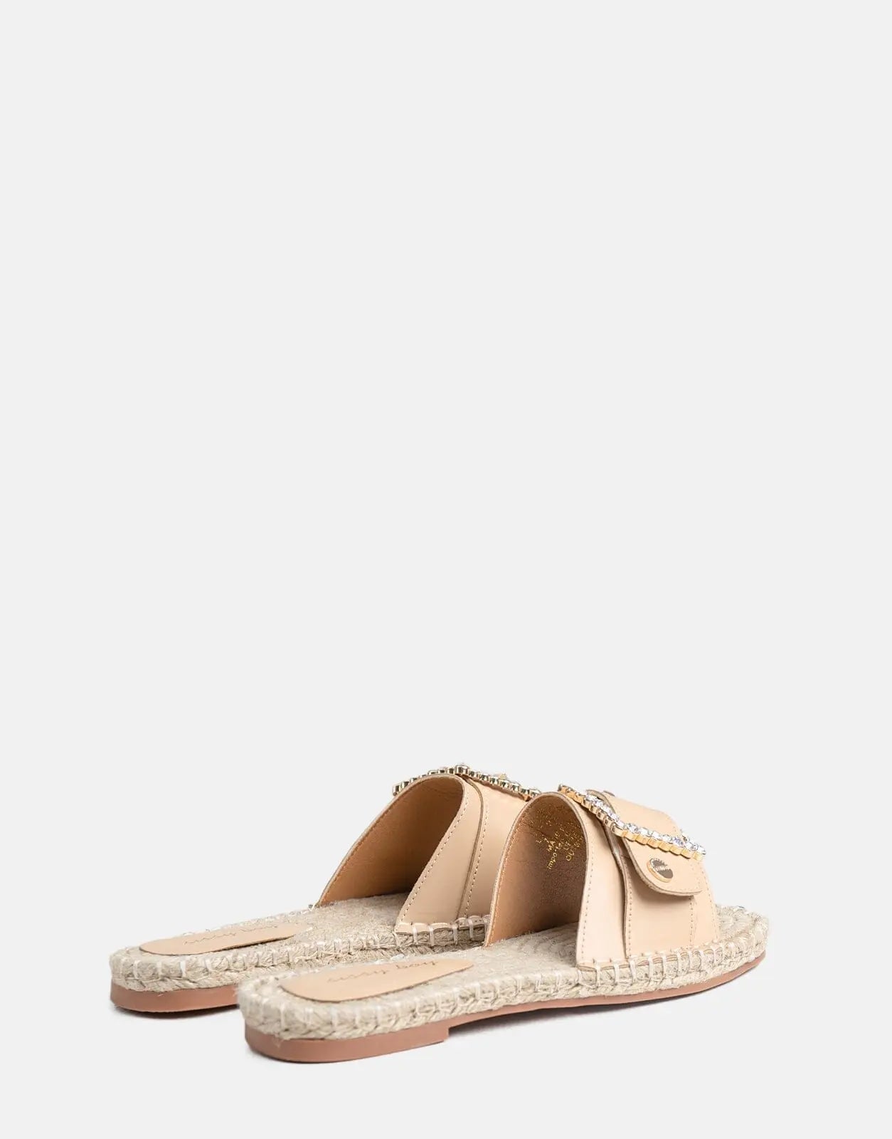 Sissy Boy Flat Espadrille Sandal Bling Buckle Beige