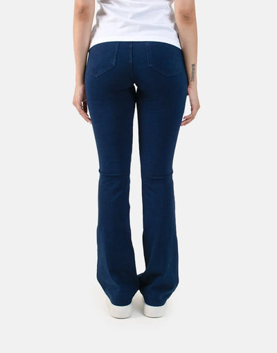Sissy Boy High Waist Bootleg Zip Knit Denim Jeans Indigo