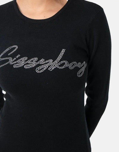 Sissy Boy Knitted Bling Logo Dress Black