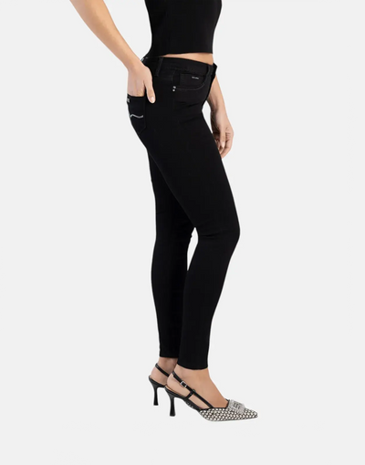 Sissy Boy Mid-Waist Basic Black Skinny Jeans