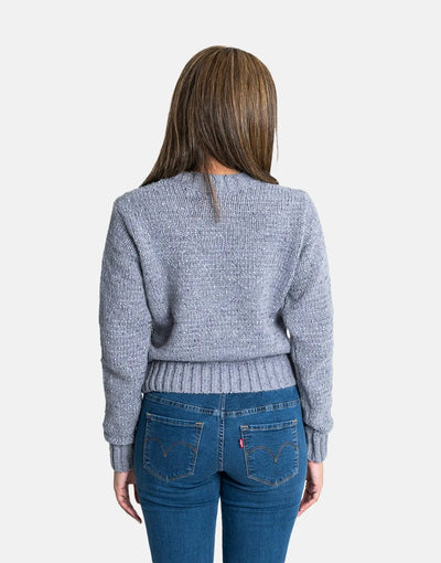 Sissy Boy Sequin Logo Knit Grey Melange Sweatshirt