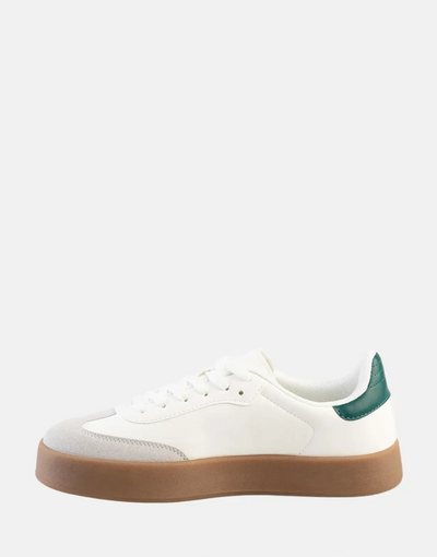 Sissy Boy Stitch Fabric White Gum Outsole Sneakers