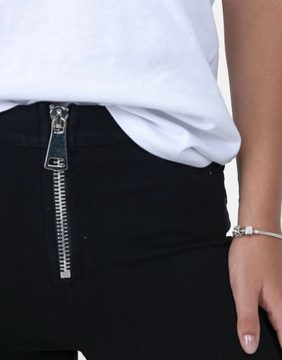Sissy Boy Zip Knit High Waisted Black Denim Bootleg Jeans