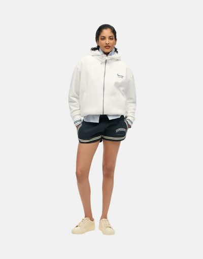 Superdry Country Club Velour Zip Hooded Sweatshirt Off-White