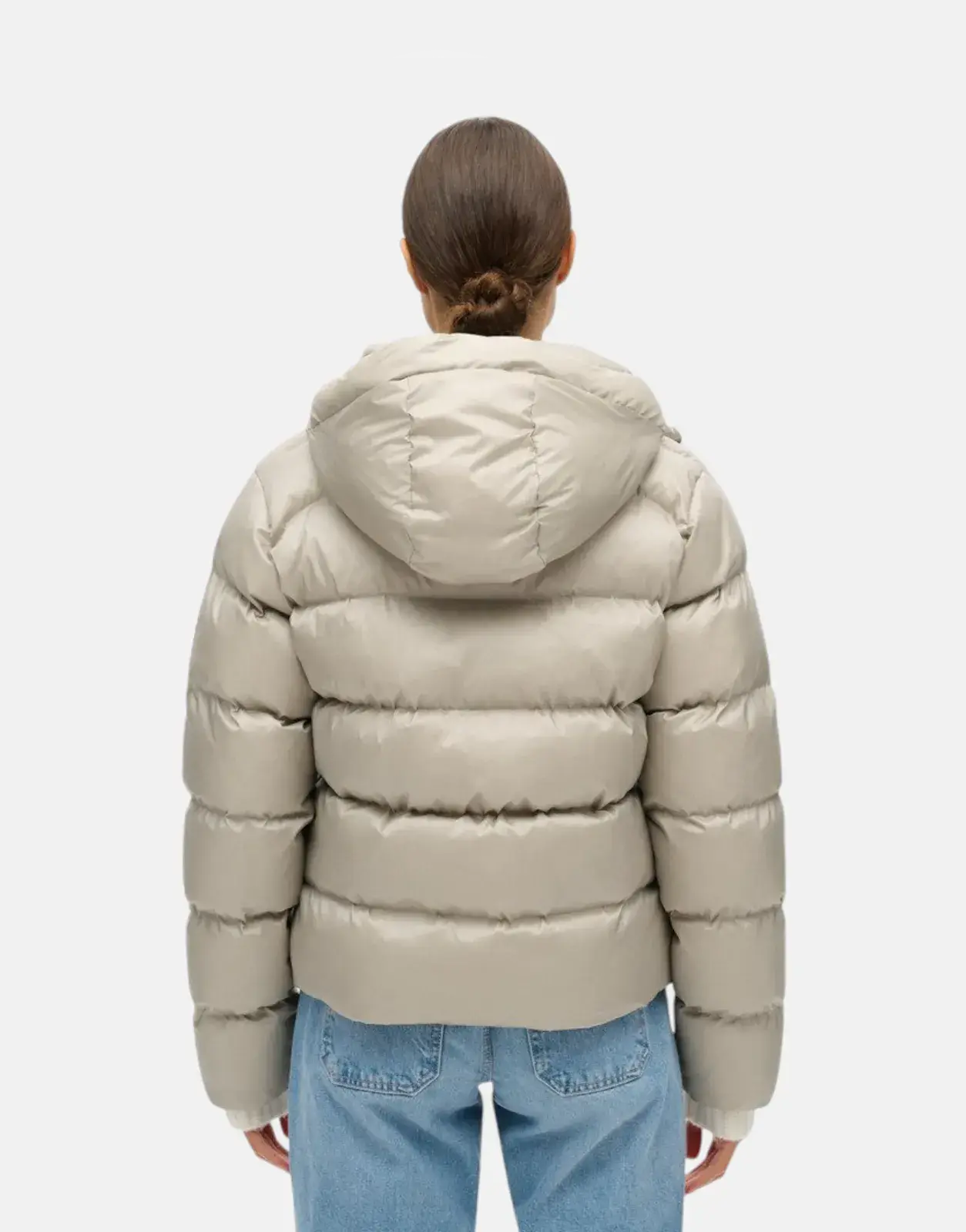 Superdry Hooded Luxe Sports Oyster Cream Sheen Jacket