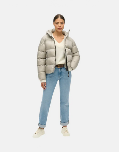 Superdry Hooded Luxe Sports Oyster Cream Sheen Jacket