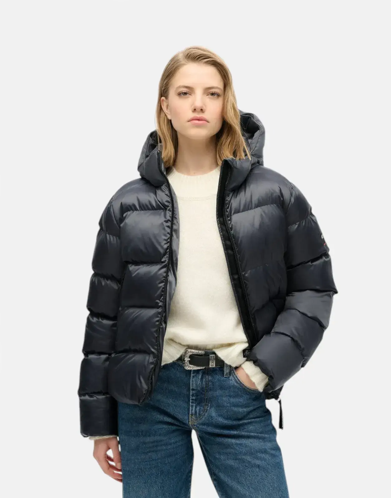 Superdry Hooded Luxe Sports Puffer Ebony Sheen Jacket