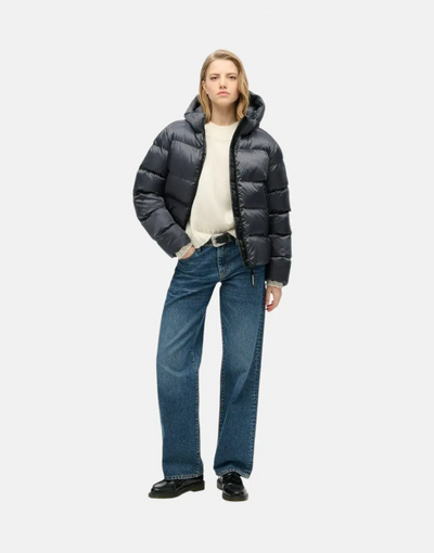 Superdry Hooded Luxe Sports Puffer Ebony Sheen Jacket