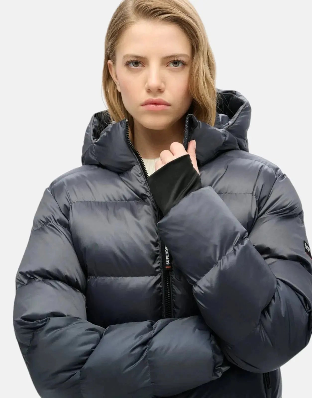 Superdry Hooded Luxe Sports Puffer Ebony Sheen Jacket