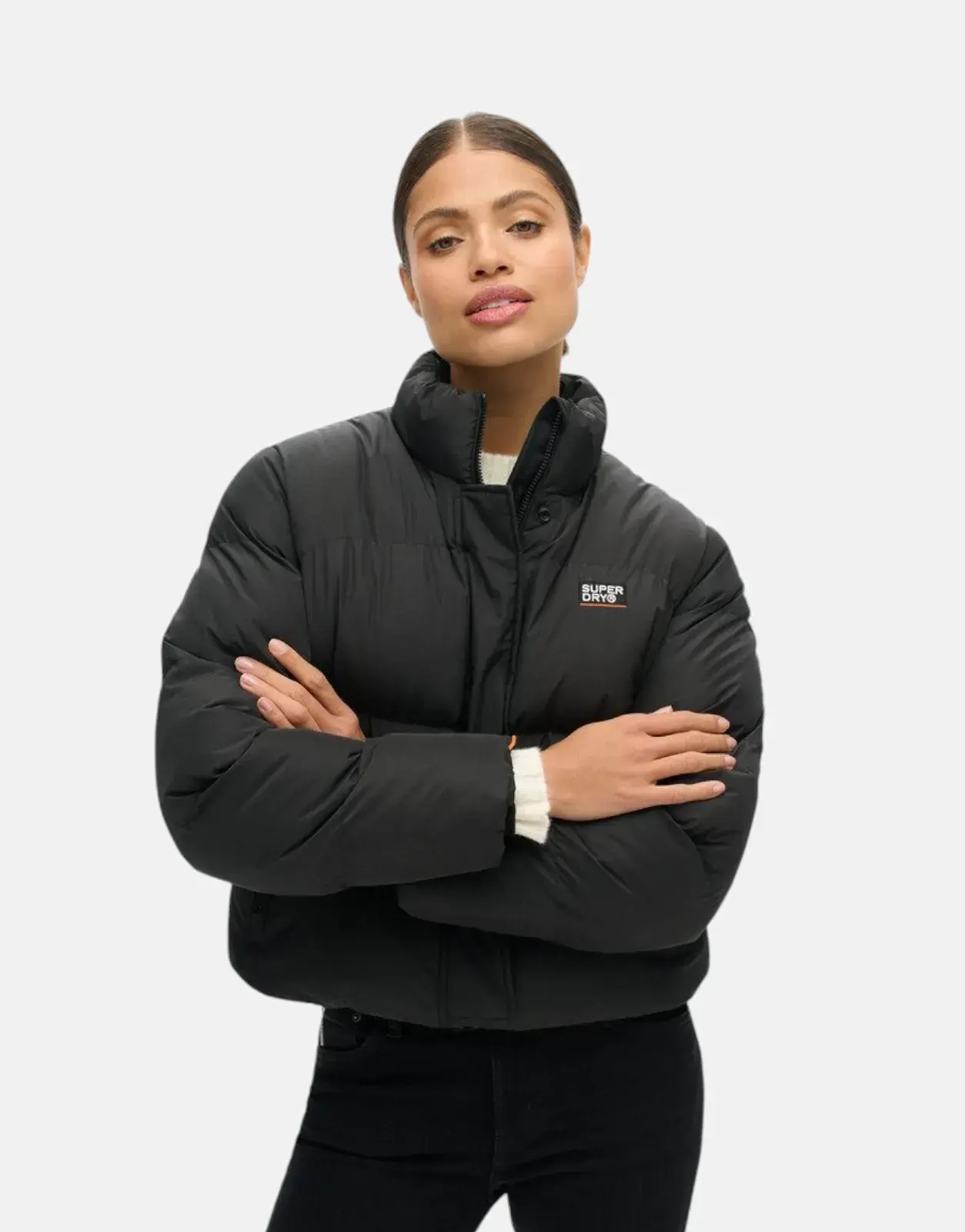 Superdry Sport Puffer Cropped Black Jacket