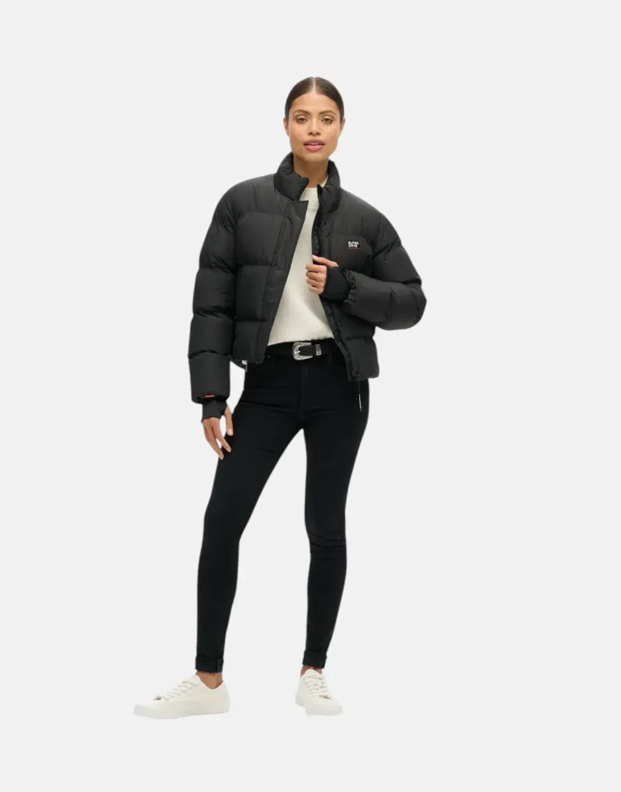 Superdry Sport Puffer Cropped Black Jacket