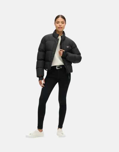 Superdry Sport Puffer Cropped Black Jacket