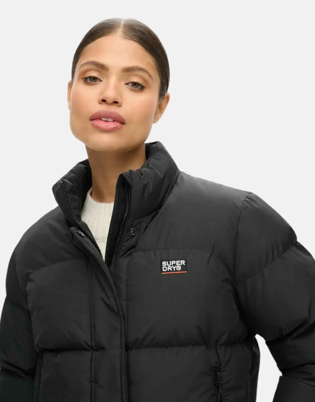 Superdry Sport Puffer Cropped Black Jacket