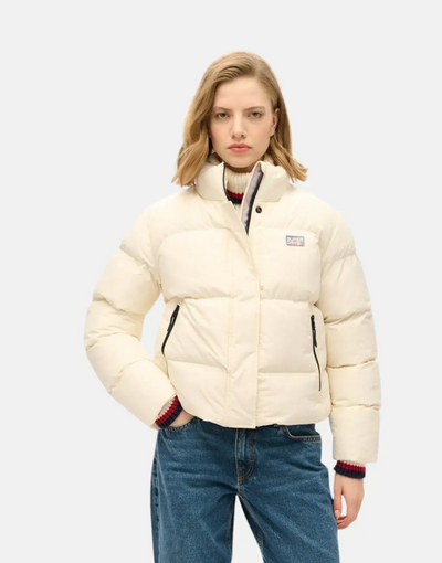 Superdry Sport Puffer Cropped Off White Jacket