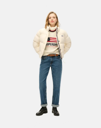 Superdry Sport Puffer Cropped Off White Jacket