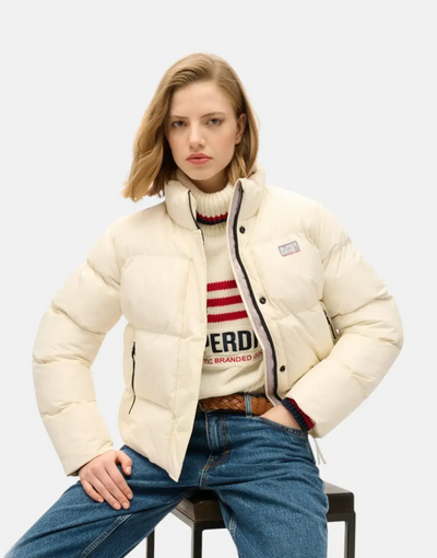 Superdry Sport Puffer Cropped Off White Jacket
