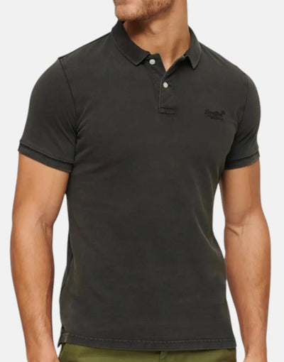 Superdry Vint Destroy Black Polo Shirt