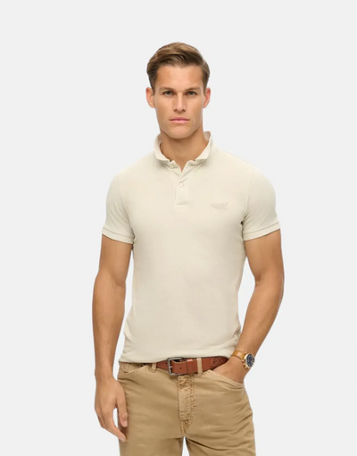 Superdry Vint Destroy Chalk White Polo Shirt