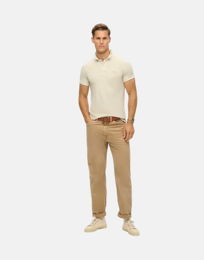 Superdry Vint Destroy Chalk White Polo Shirt