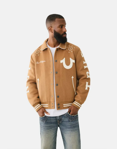 True Religion Varsity Wool  Brown Jacket